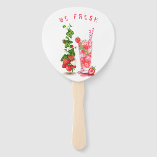 Fresh Strawberry Juice Cool Drink - Summer Party Hand Fan