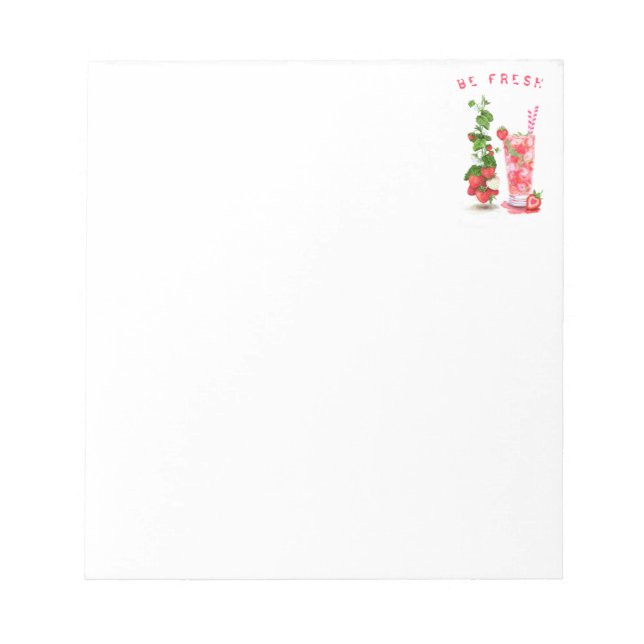 Fresh Strawberry Juice Cool Drink - Summer Time Notepad (Front)