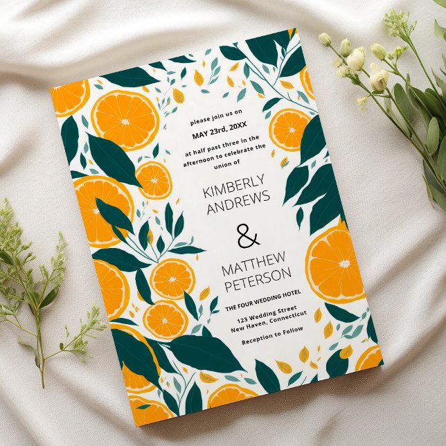 Fresh summer botanical oranges fruit Wedding Invitation (Fresh summer botanical oranges fruit Wedding )