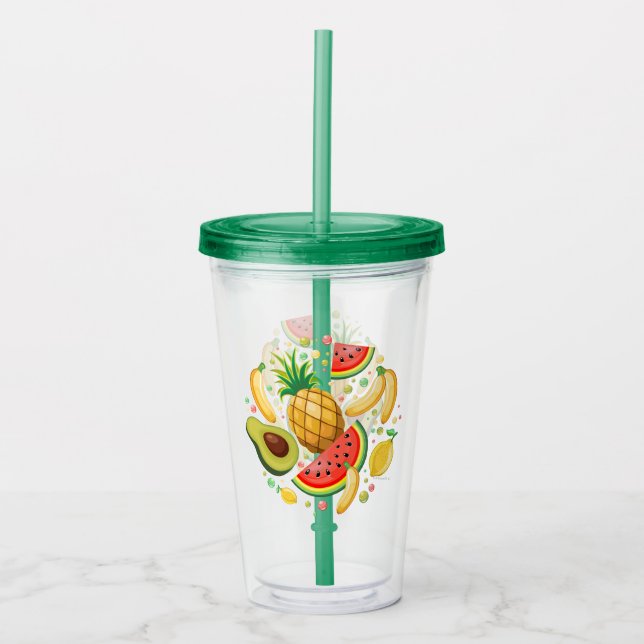 Fresh Summer Fruits Pattern Acrylic Tumbler (Front)