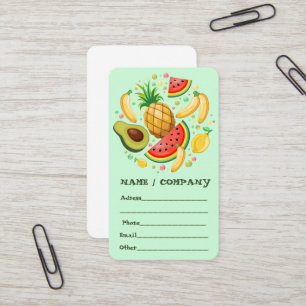 Fresh Summer Fruits Pattern Business Card