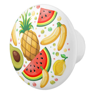 Fresh Summer Fruits Pattern Ceramic Knob
