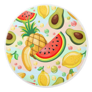 Fresh Summer Fruits Pattern Ceramic Knob