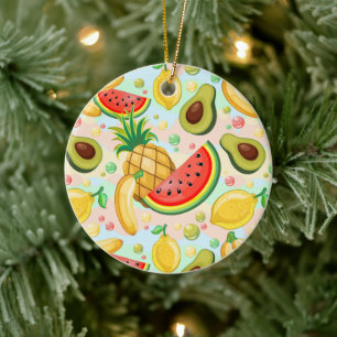 Fresh Summer Fruits Pattern Ceramic Tree Decoration