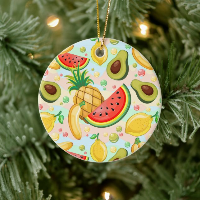 Fresh Summer Fruits Pattern Ceramic Tree Decoration (Tree)