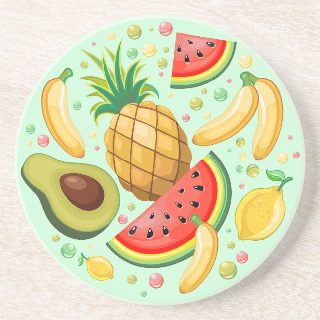 Fresh Summer Fruits Pattern Coaster (Front)