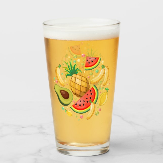 Fresh Summer Fruits Pattern Glass (Front Filled)