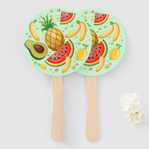 Fresh Summer Fruits Pattern Hand Fan