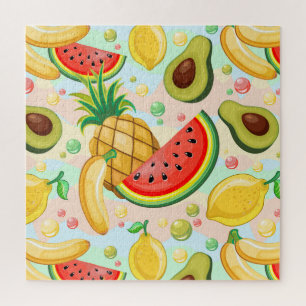 Fresh Summer Fruits Pattern Jigsaw Puzzle