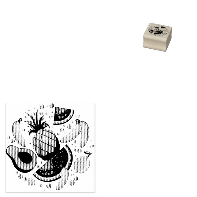 Fresh Summer Fruits Pattern Rubber Stamp (Stamped)