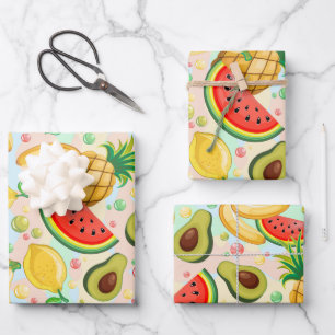 Fresh Summer Fruits Pattern Wrapping Paper Sheet