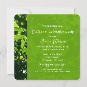 Fresh summer green leaves graduation celebration invitation