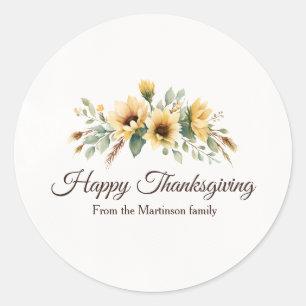 Fresh Sunflowers Floral Thanksgiving Classic Round Sticker