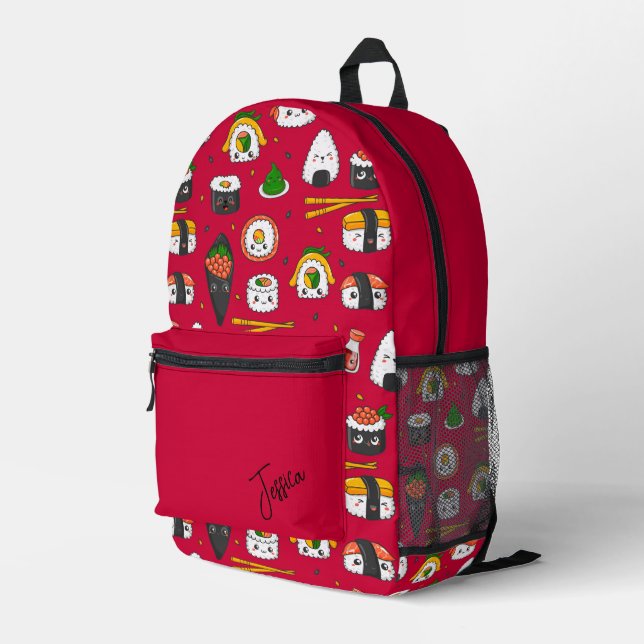 Fresh Sushi Printed Backpack (Back Corner Right)
