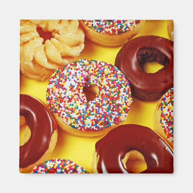 Fresh tasty doughnuts magnet (Front)