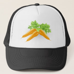 Fresh tasty orange carrots illustration trucker hat