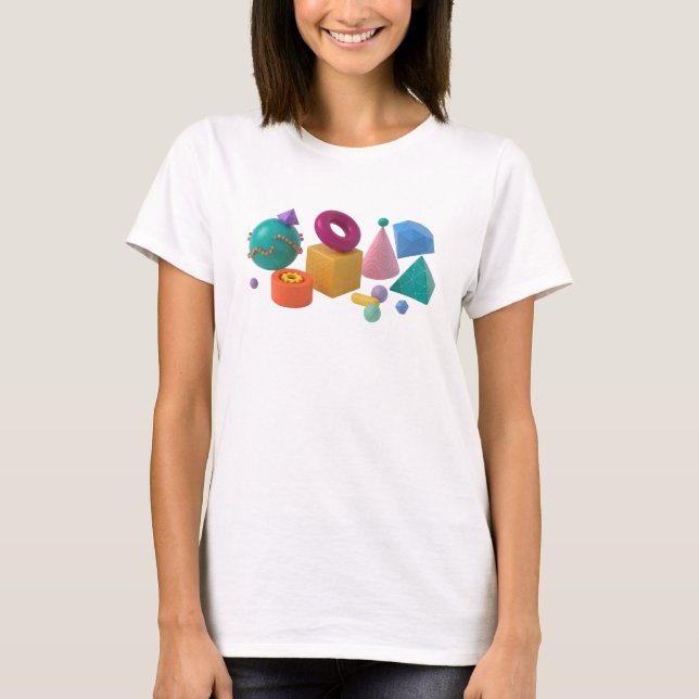 Fresh Teal COLORFUL SHAPES Statement Tee (Front)