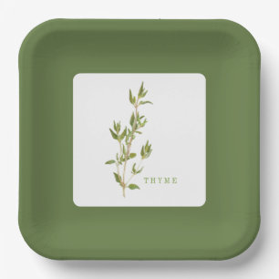 FRESH THYME 9" Square Paper Plates - Green