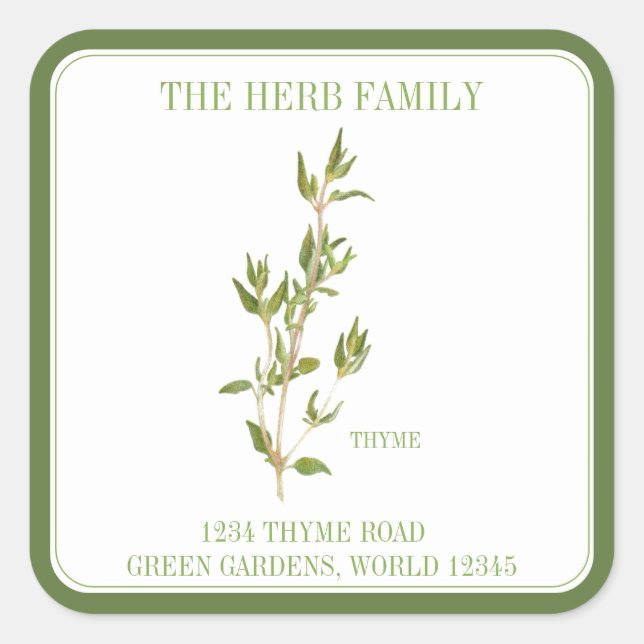 FRESH THYME Large Square Envelope Seals - Green (Front)