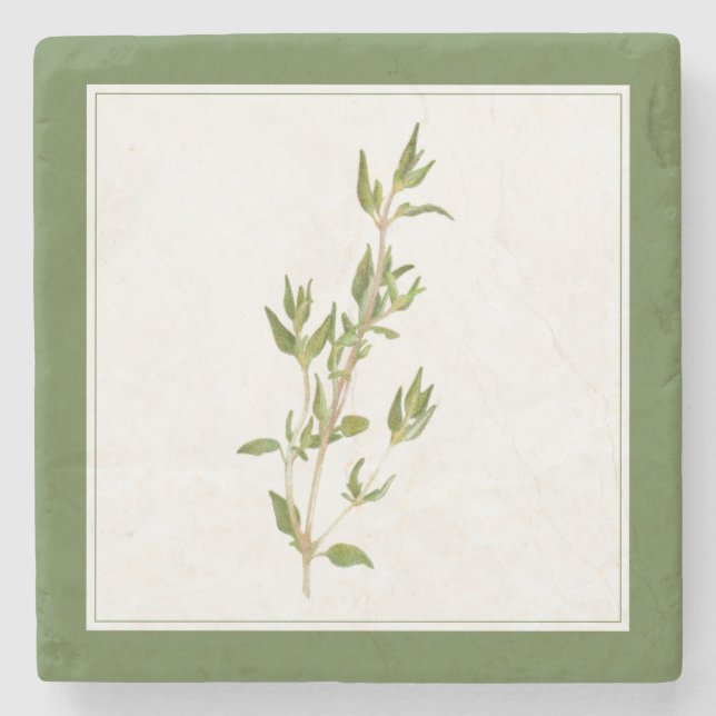 FRESH THYME Marble Stone Coaster (-text) Green (Front)