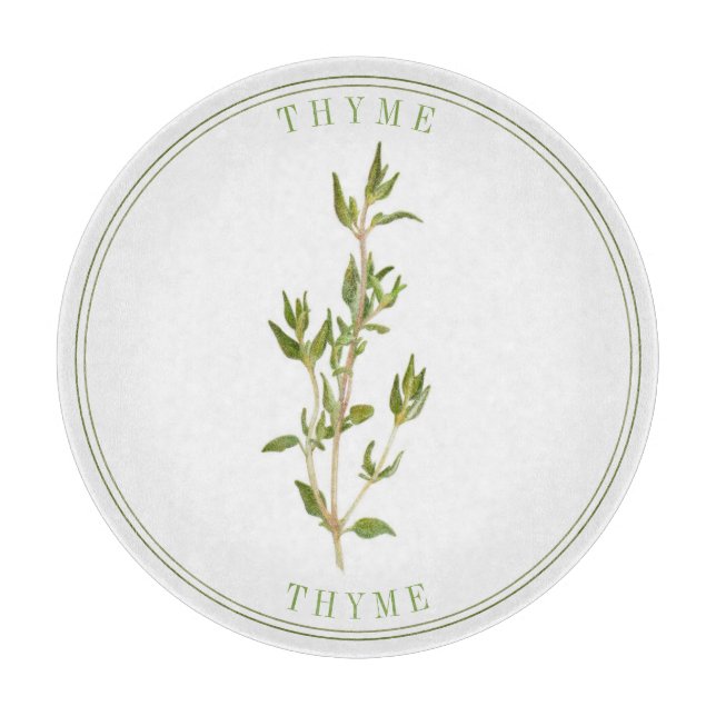 FRESH THYME Round Glass Cutting Board (Front)