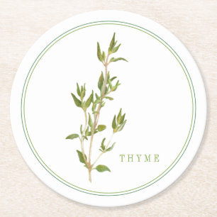 FRESH THYME Round Paper Coasters (+text)