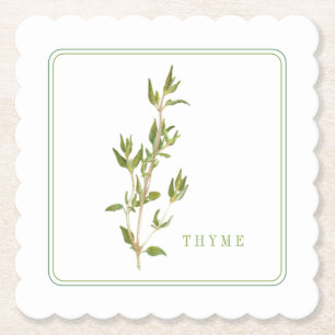 FRESH THYME Scalloped Square Coasters (+text)