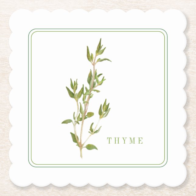 FRESH THYME Scalloped Square Coasters (+text) (Front)