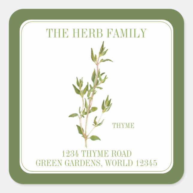 FRESH THYME Small Square Envelope Seals - Green (Front)