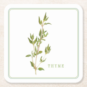 FRESH THYME Square Paper Coasters (+text)