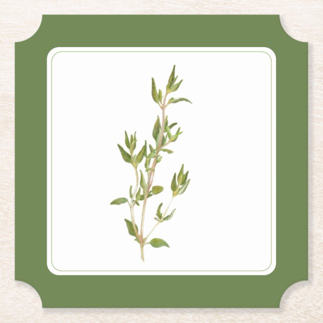 FRESH THYME Ticket Paper Coasters (-text) Green (Front)
