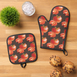 Fresh Tomato Oven Mitt & Pot Holder Set