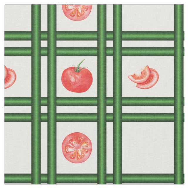 Fresh Tomatoes Gardener Pattern Fabric (Close Up)
