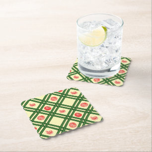 Fresh Tomatoes Gardener Pattern Paper Coaster