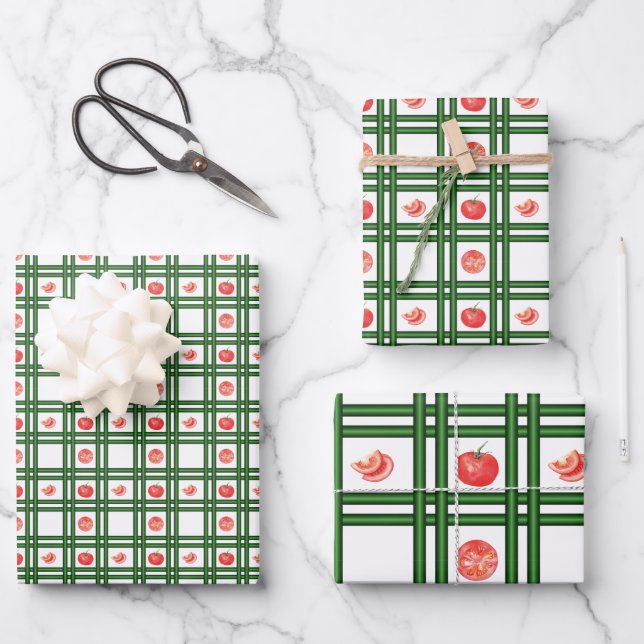 Fresh Tomatoes Gardener Pattern Wrapping Paper Sheet (Front)