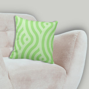 Fresh Two- Tone Green Striped Wave Pattern Cushion