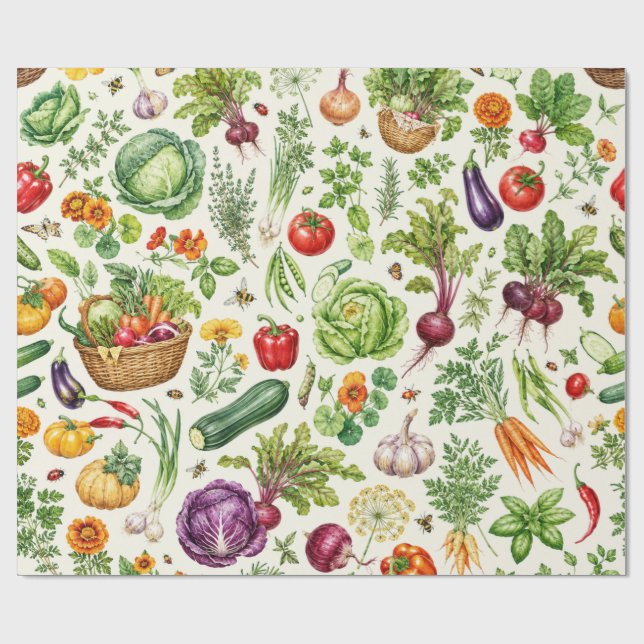 Fresh Vegetable Garden Produce Wrapping Paper (Flat)
