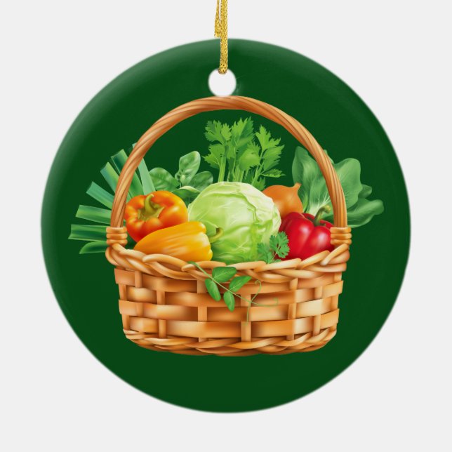 FRESH VEGETABLES BASKET CERAMIC TREE DECORATION (Back)