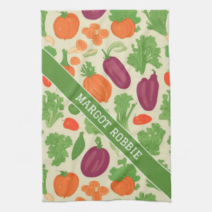Fresh Vegetables Floral Colorful Pattern Tea Towel