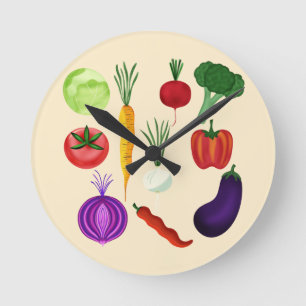 Fresh Veggies Round Clock