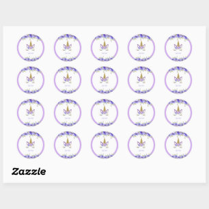 Fresh Violet Unicorn Birthday Decorations Classic Round Sticker