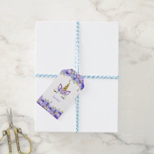 Fresh Violet Unicorn Birthday Decorations Gift Tags