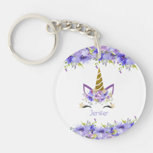 Fresh Violet Unicorn Birthday Decorations Key Ring