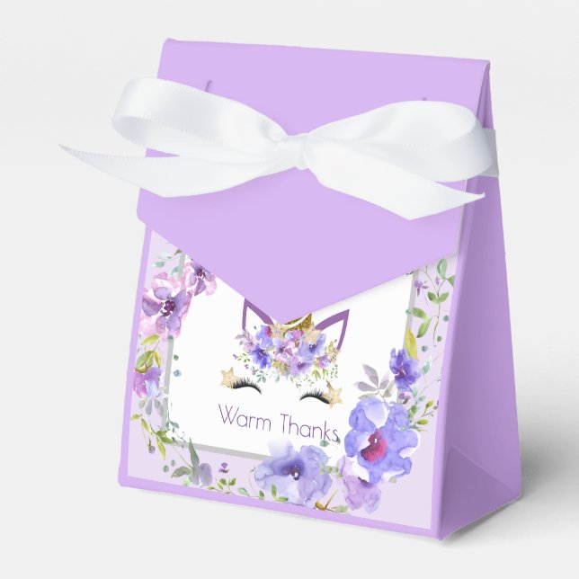 Fresh Violets | Unicorn Birthday Party Thank You Favour Box (Front Side)
