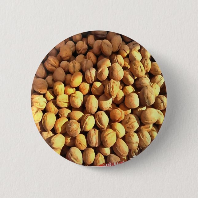 Fresh Walnuts Hyperrealistic Painting 6 Cm Round Badge (Front)
