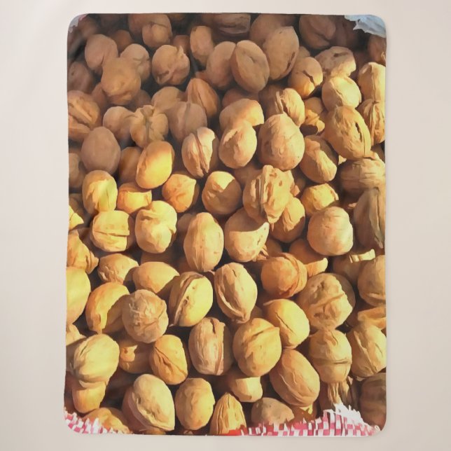 Fresh Walnuts Hyperrealistic Painting Sherpa Blanket (Front)