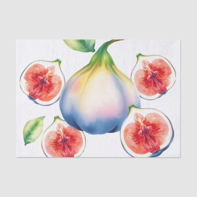 Fresh Watercolor Fig with Soft White  Tissue Paper (Front)