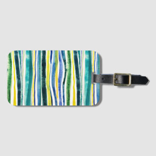 Fresh watercolor painted stripes luggage tag