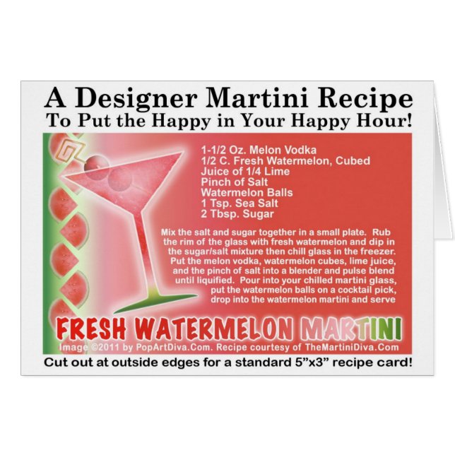Fresh Watermelon Martini Recipe Card (Front Horizontal)