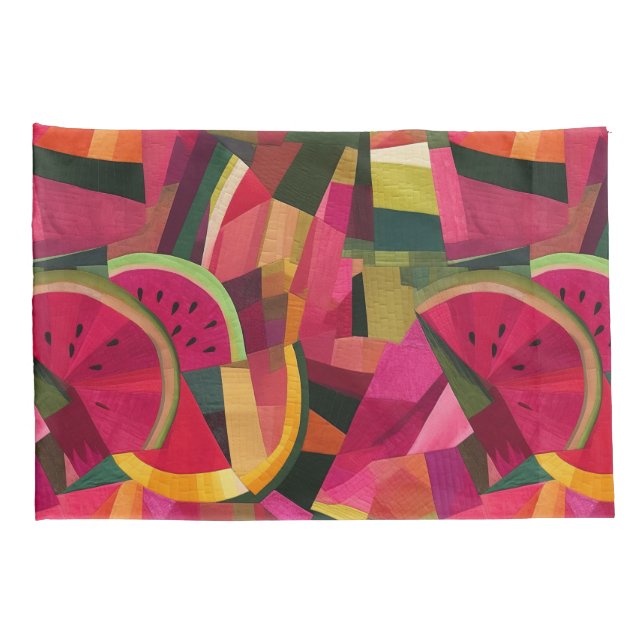 Fresh Watermelon Patch Abstract Design Shams (Back-Right)